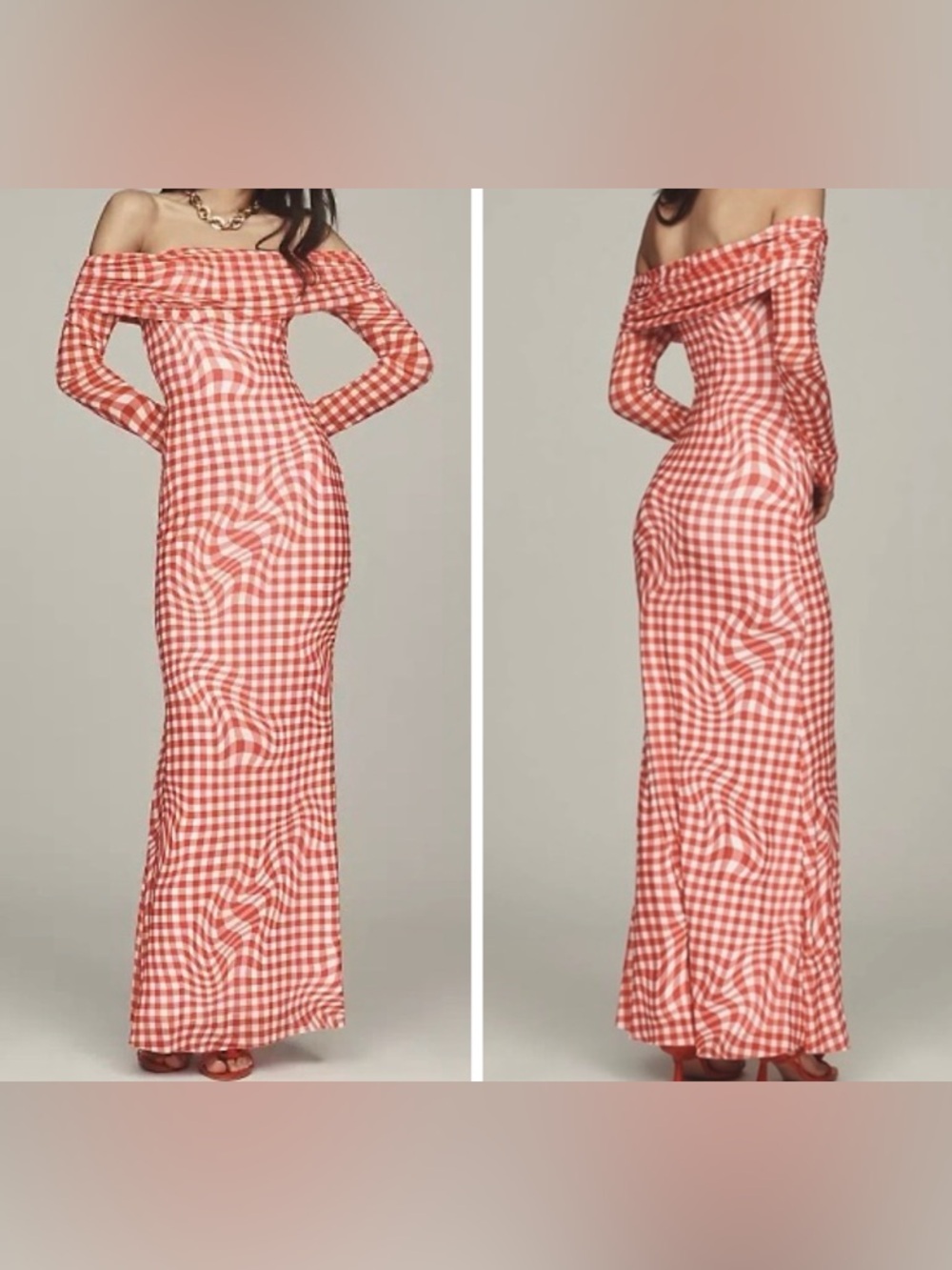 Anthropologie AFRM Long-Sleeve Off-The-Shoulder Mesh Maxi Dress